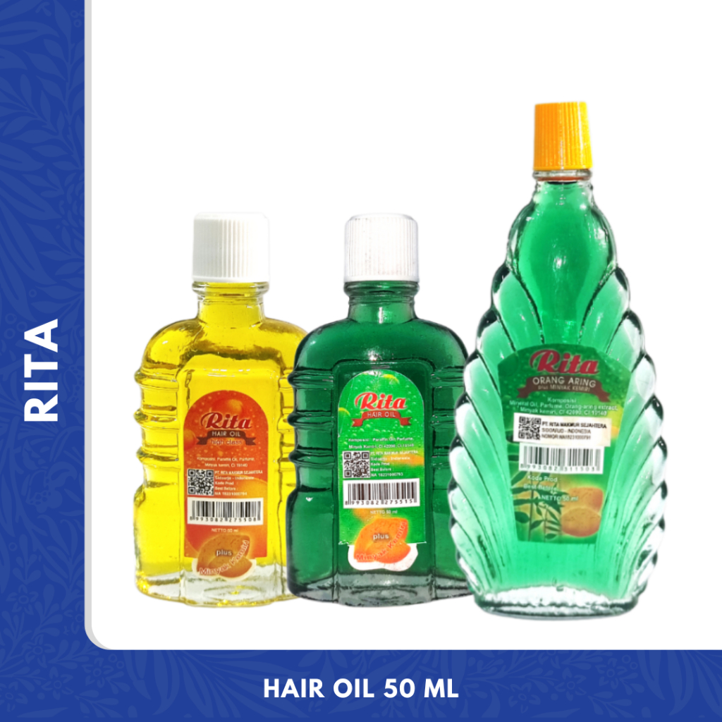 Rita Hair Oil 50 ml High Class Hair Oil Plus Kemiri 50 ml, Minyak Rambut Orang Aring 50 ml