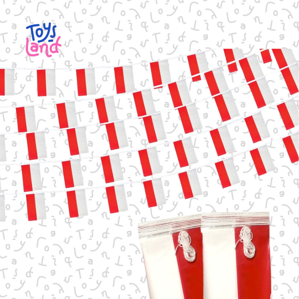 Bendera Plastik Renteng / Bendera Plastik Merah Putih + Tali / Bendera Merah Putih