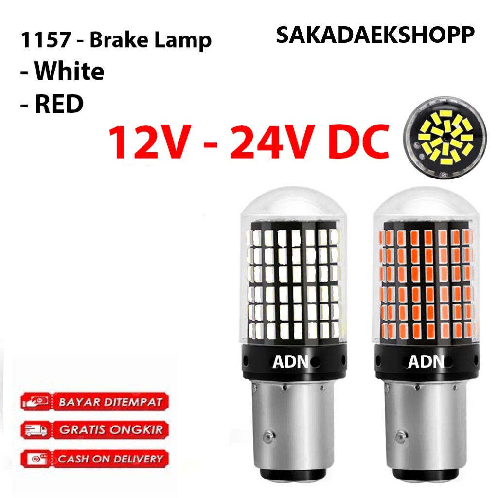 12 Volt Lampu LED Stop Rem 1157 Bayonet Kaki 2 Dajal 144 SMD Kedip Strobo Motor Mobill