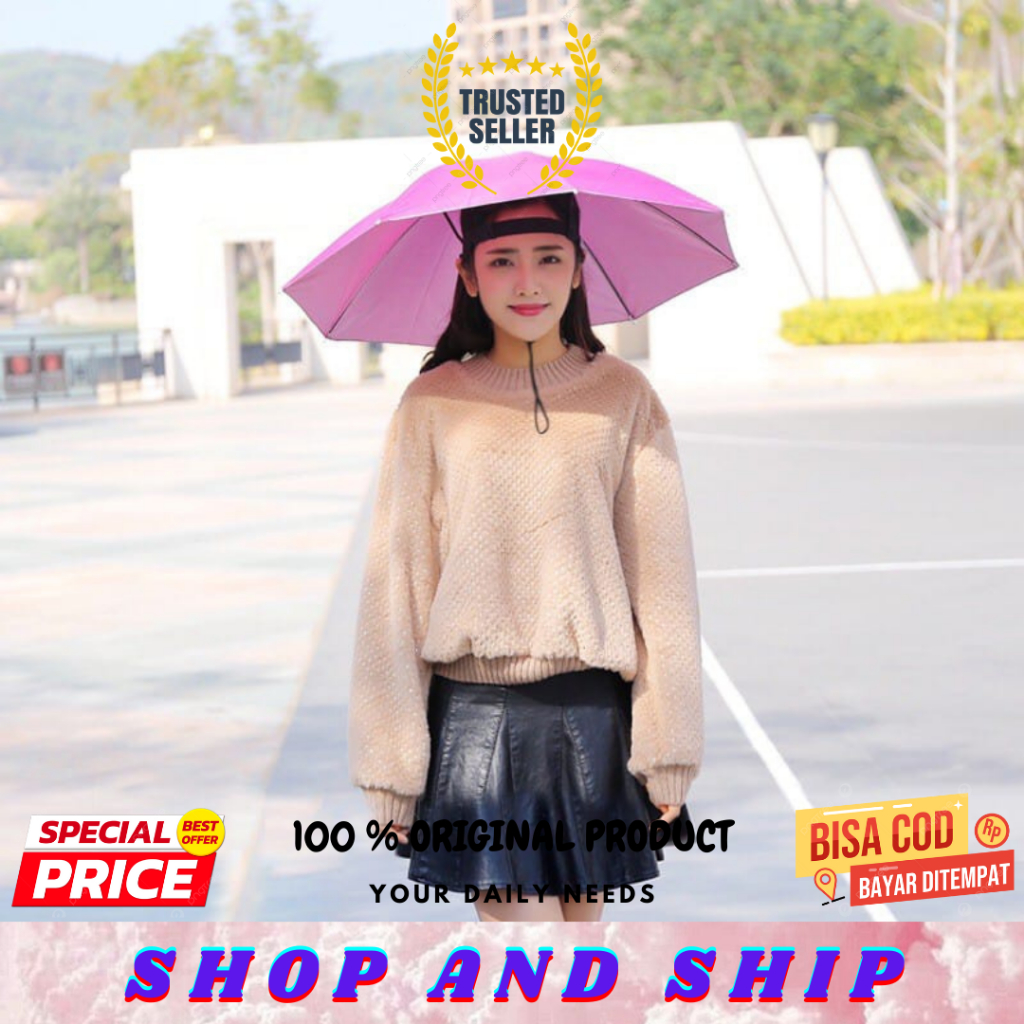 (Beli 1 Gratis 1) Osaka Hat - Topi Payung Osaka Tahan Panas & Anti Air (Portable Umbrella Hat) ORIGI