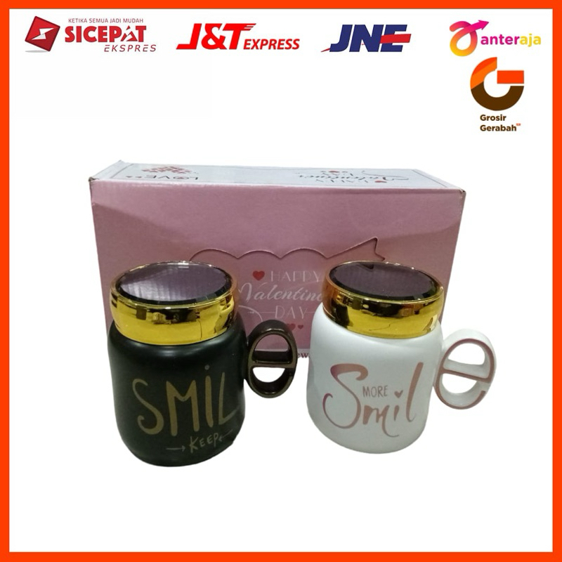 tiara mug set keramik + tutup putar love & smile gift box ny2242-2 59438