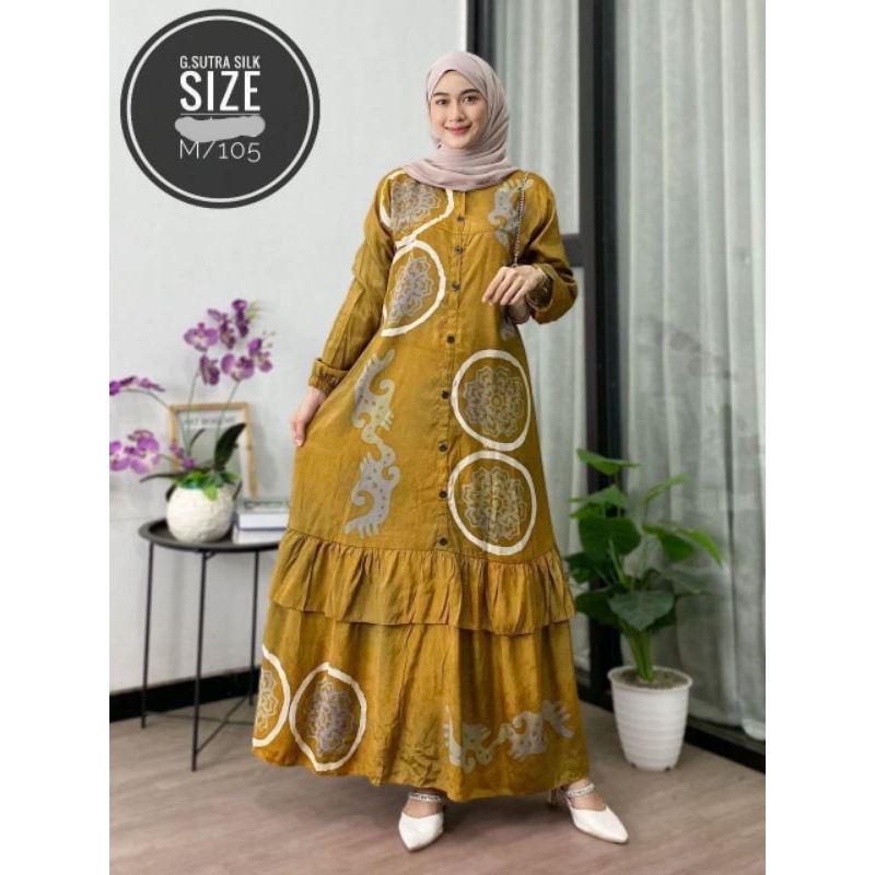 Gamis Sutra Silk Original Motif Batik
