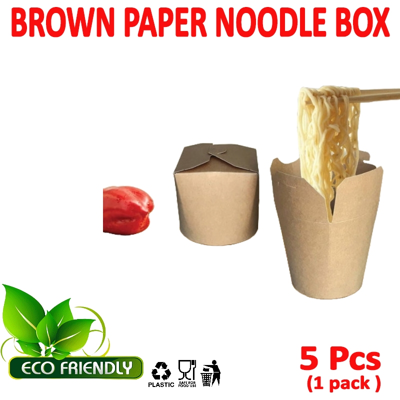 Noodle Kraft Bowl Isi 5pcs | Brown Kraft Paper Bowl | Kraft Food Pail | Kraft Noodle Cup