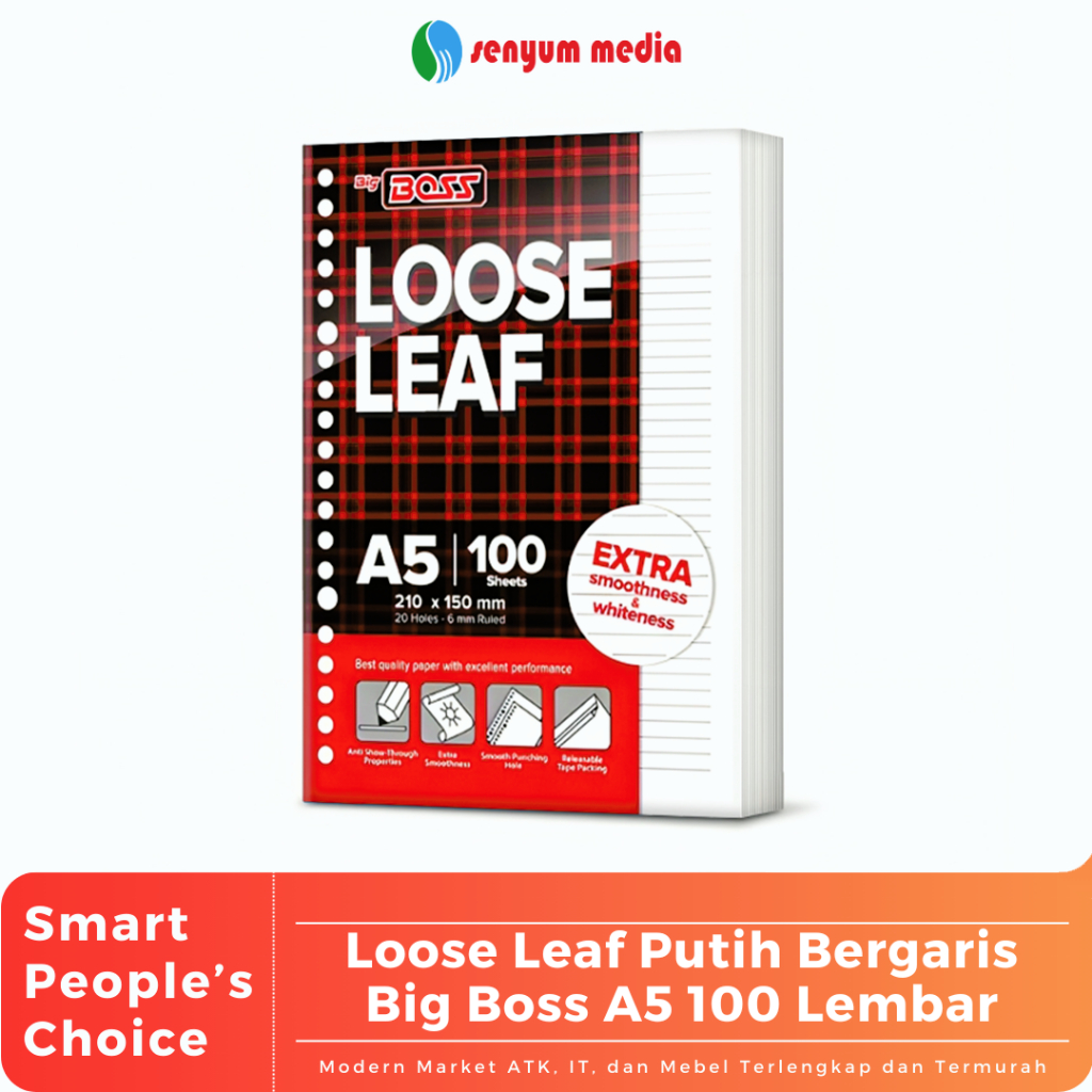 

Loose Leaf Putih Bergaris Big Boss A5 100 Lembar (1 Pcs Isi 100 Lembar) (S:PCS)