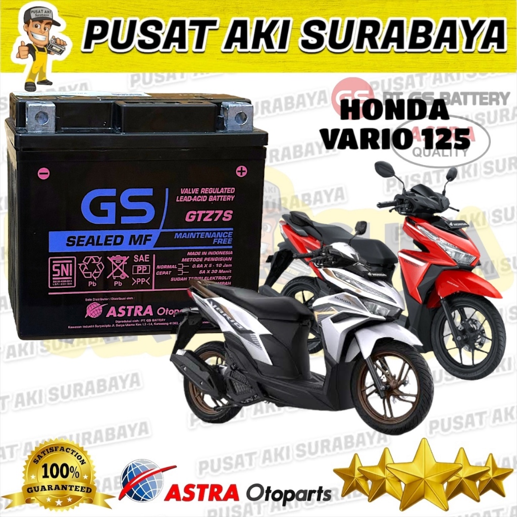 AKI GS ASTRA GTZ7S VARIO 125 OLD BEAT SCOOPY CBR SATRIA FU 12VOLT 7AMPER ACCU KERING GS ASLI MTZ6S Y