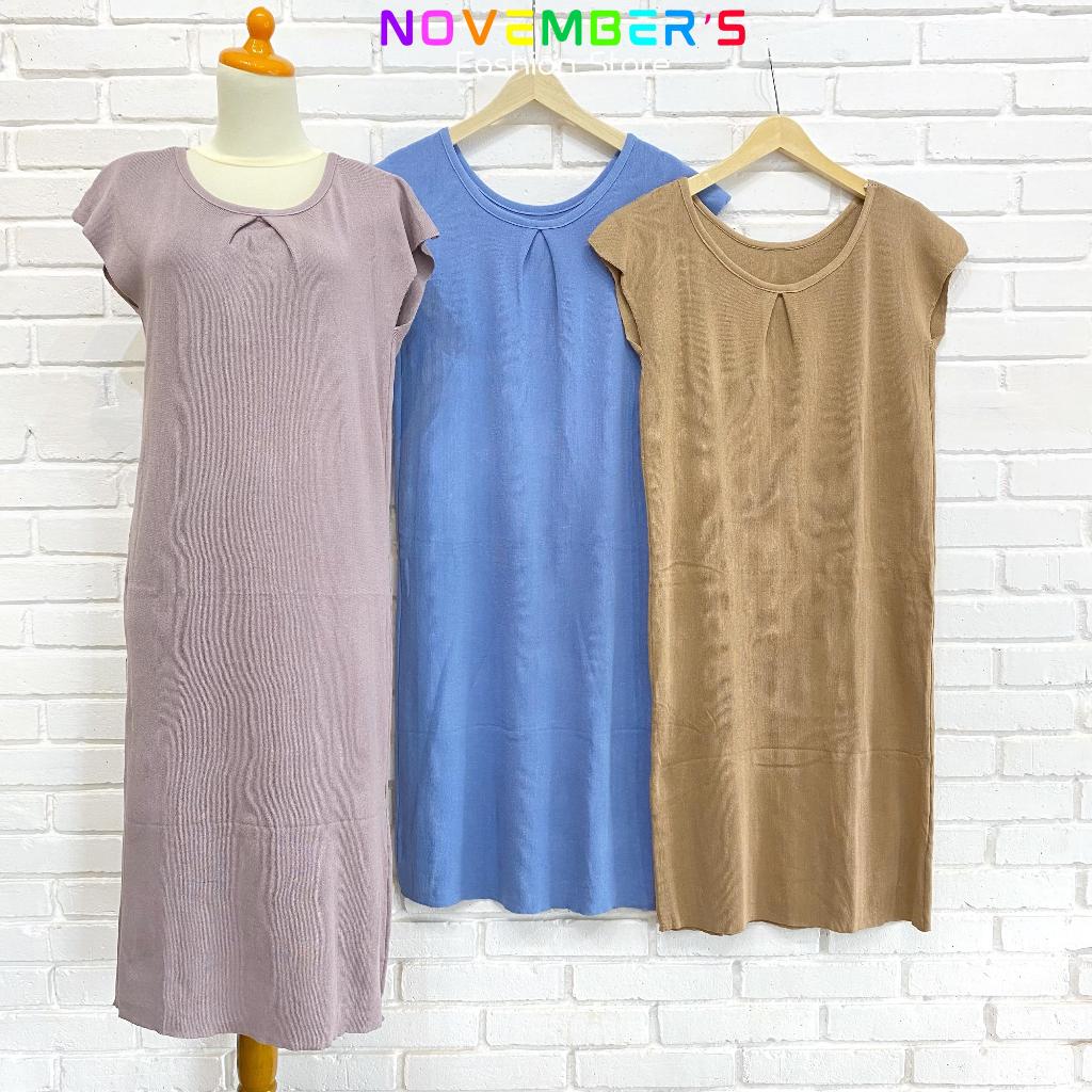 [FASHION BANGKOK] BAJU WANITA DRESS PANJANG KNIT LENGAN YOU CAN SEE ALL SIZE IMPORT