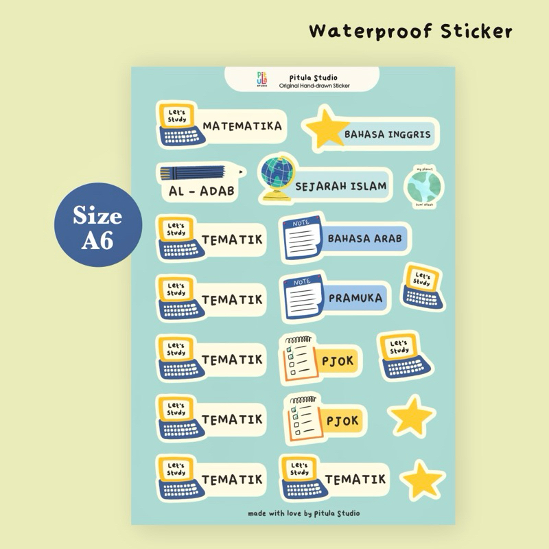 

Stiker Mapel Buku / Stiker Mata Pelajaran for BOYS (A6) by Pitula Studio