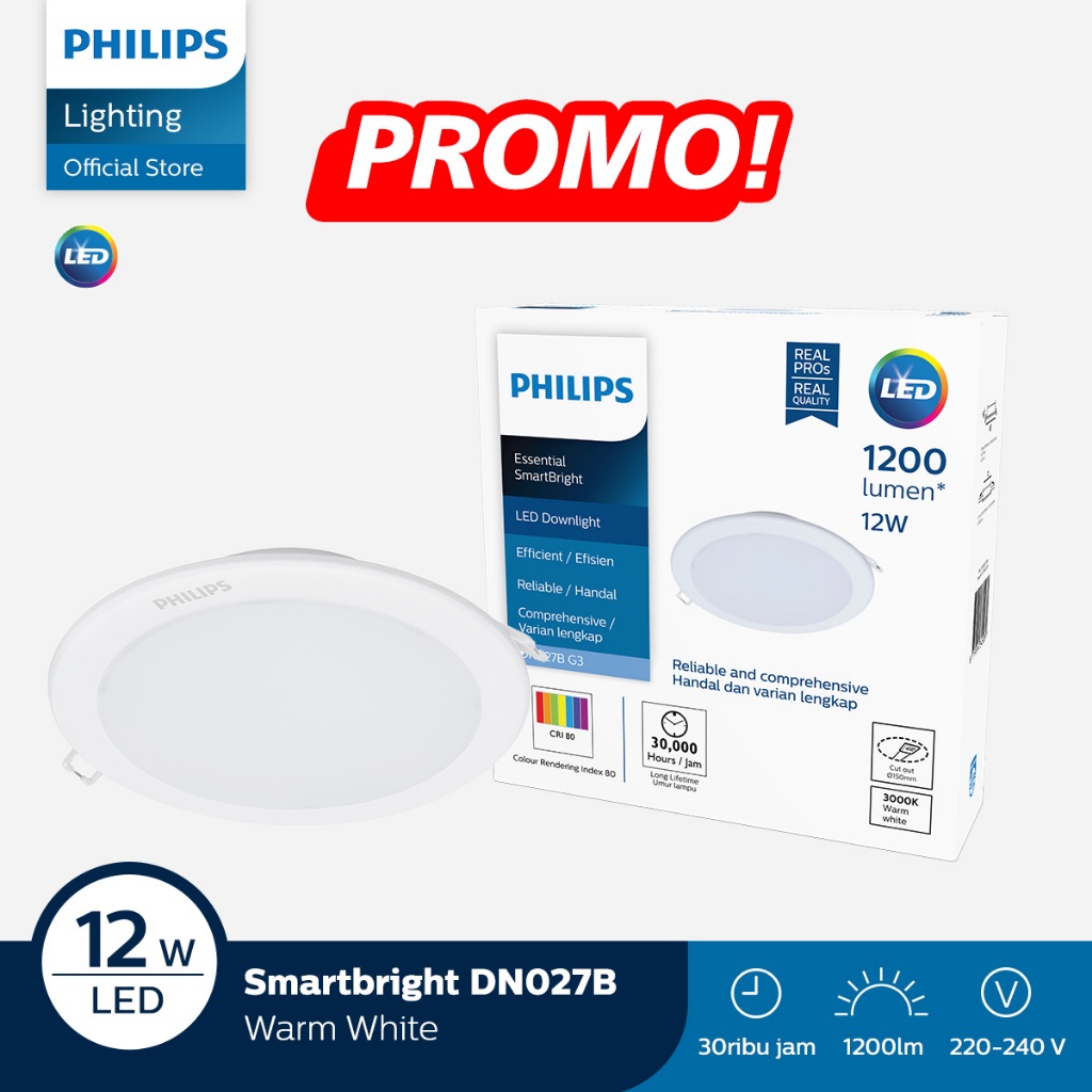 Philips Downlight LED DN027B LED12/WW D150 RD Kuning