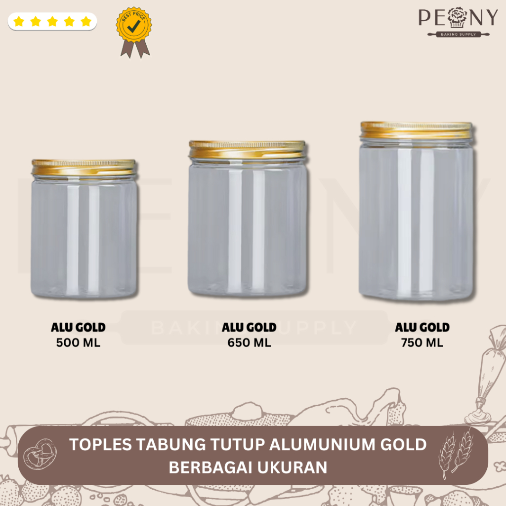 TOPLES TABUNG TOPLES BENING ALUMUNIUM GOLD BERBAGAI UKURAN / TOPLES TUTUP GOLD / TOPLES TUTUP ALUMUN
