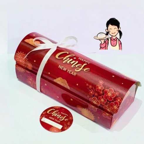 (5 Pcs) Dus Kue Bolu Gulung Kotak Roll Cake Box Hampers Motif Imlek Happy Chinese New Year 25x10x9