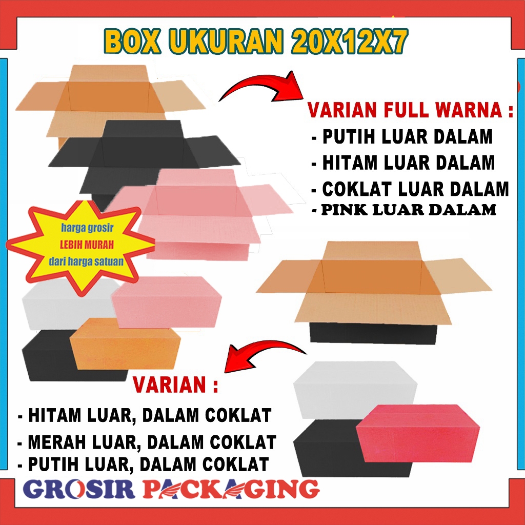 

Box 20x12x7cm ISI 100PCS/Kardus Packing/Box Packing/Karton Polos