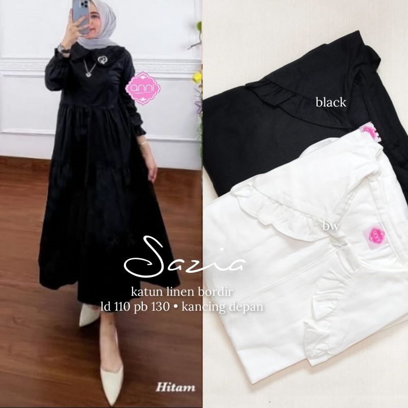 Sazia Dress Wanita Rayon Twill Sazia Gamis Wanita gamis terbaru gacore