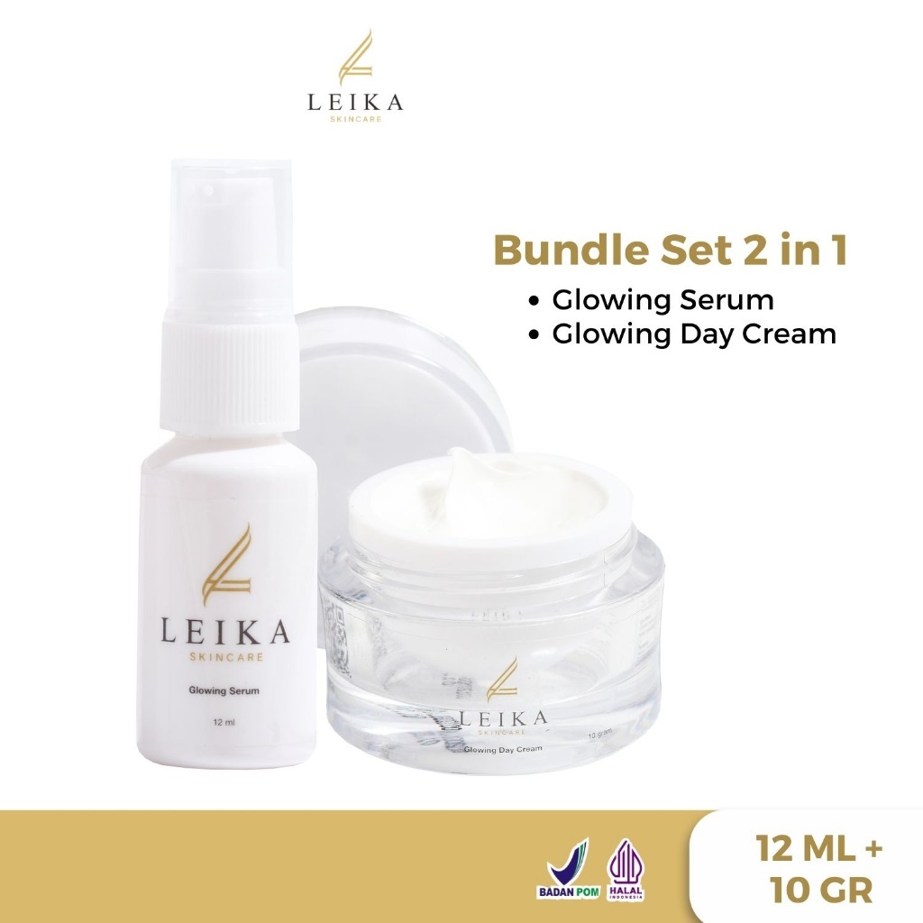 Leika Skincare 2 in 1 Glowing Day Cream & Glowing Serum Leika Skin Care Resmi BPOM