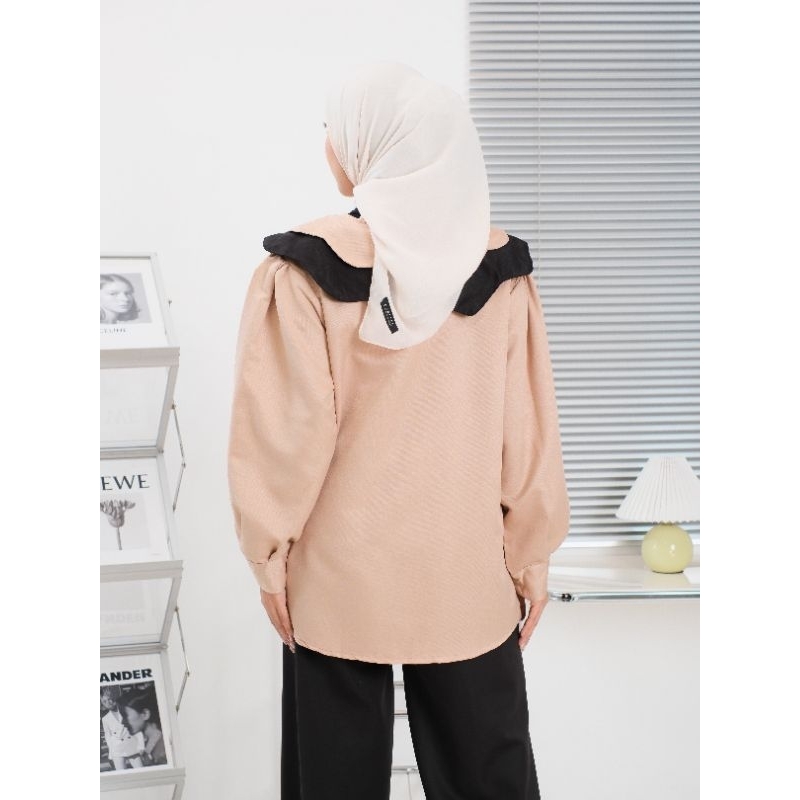 LEVANA Shirt-Kemeja Atasan Wanita Thailand Sailor Collar Oversize