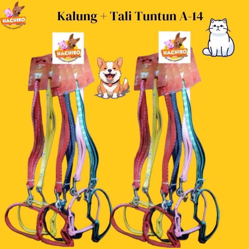 Tali Kalung A-14/ Tali Kalung Anjing Kucing / Kalung + Tali Tuntun Kucing Anjing