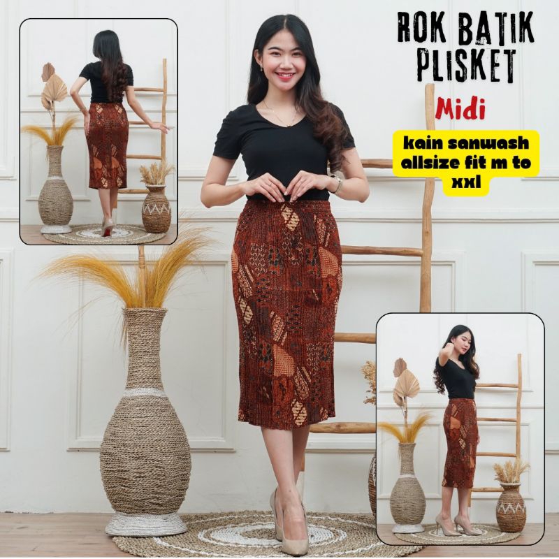 Rok Batik Plisket Pendek 7/8 Allsize