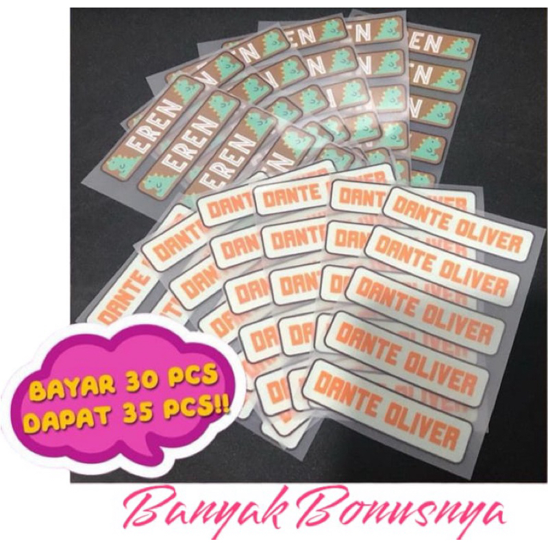 

Sablon setrika Stiker label nama stiker label nama dtf custom label nama anak FREE CUSTOM NAMA stiker DIY kaos STIKER LABEL BAJU MURAH 30 pcs + 5 pcs
