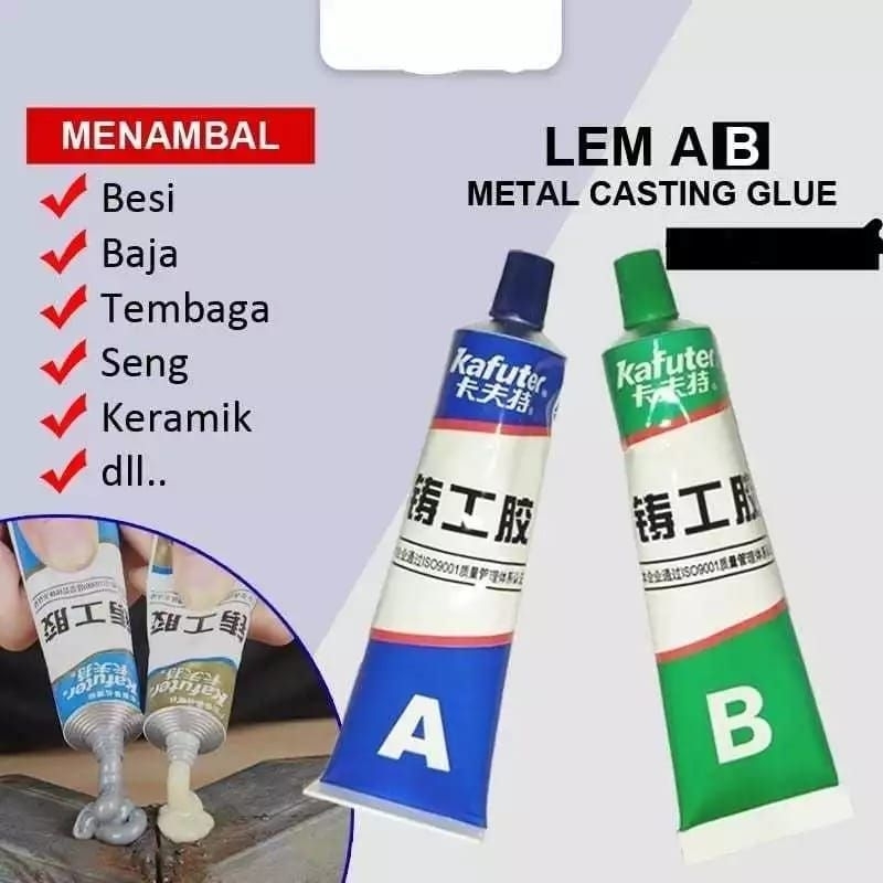 {DS} Lem EPOXY AB Penambal Besi Seng Pipa Radiator Super Kuat Tahan panas / Lem Penambal Besi Anti B