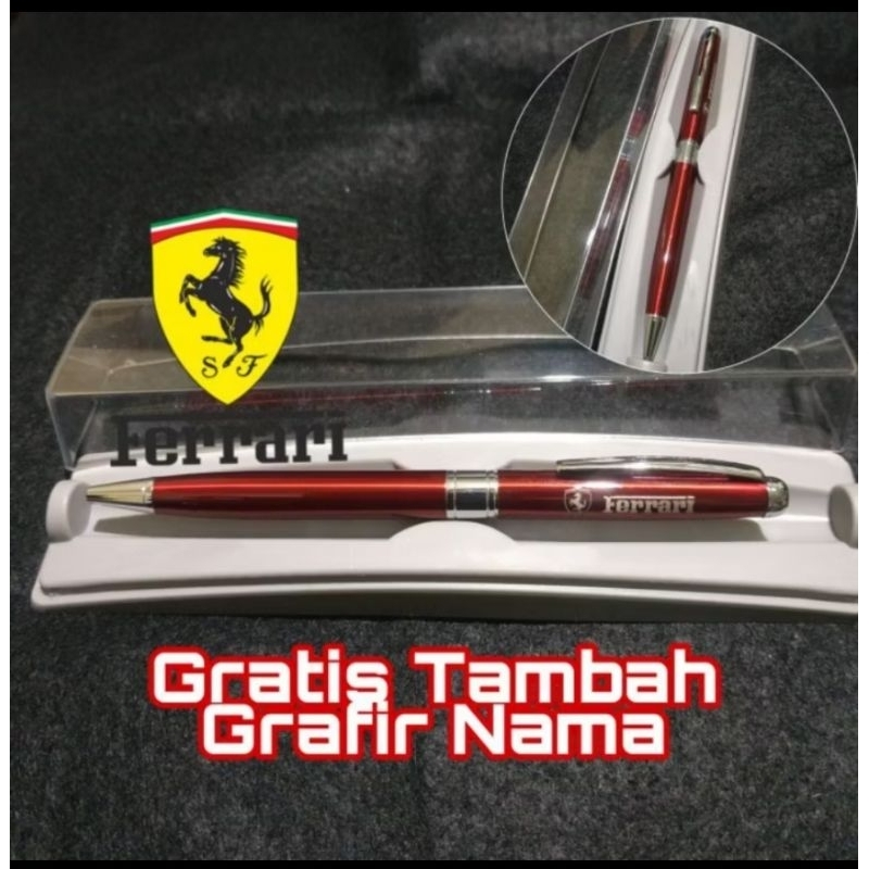 

Bulpoint Mewah Stainless Merah Ferrari Free Grafir Nama/Logo + Mikka Box