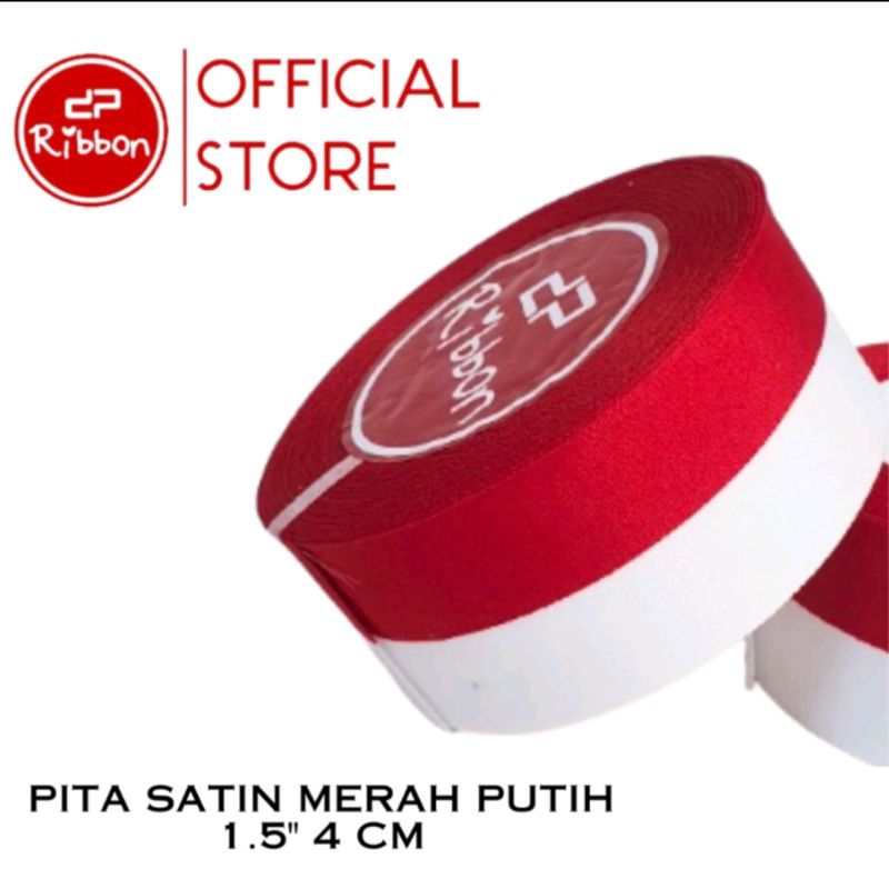 

Pita merah putih satin 1.5 inci 1.5 inch 4cm 4 cm RIBBON bahan kain bendera