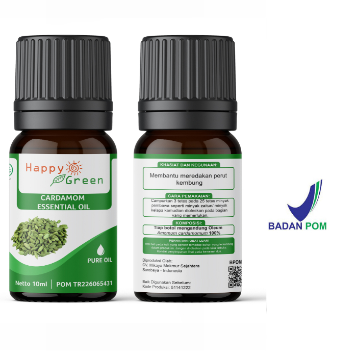 BPOM Approved Happy Green Cardamom Essential Oil (Minyak Atsiri Kapulaga) - 100% Pure & Natural