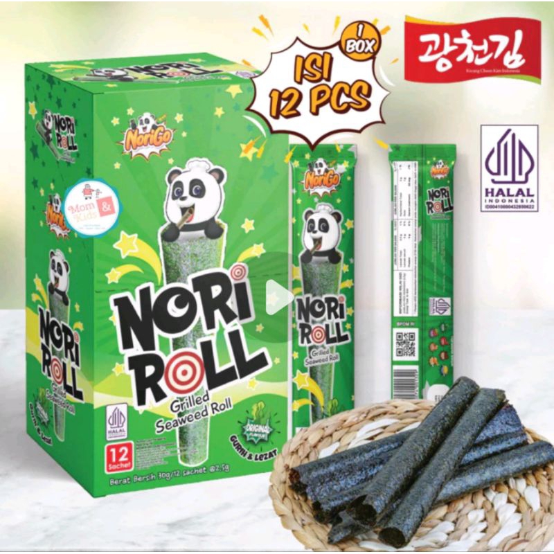 

Nori Roll NoriGo 1 Box isi 12 Pcs Cemilan Rumput Laut Panggang