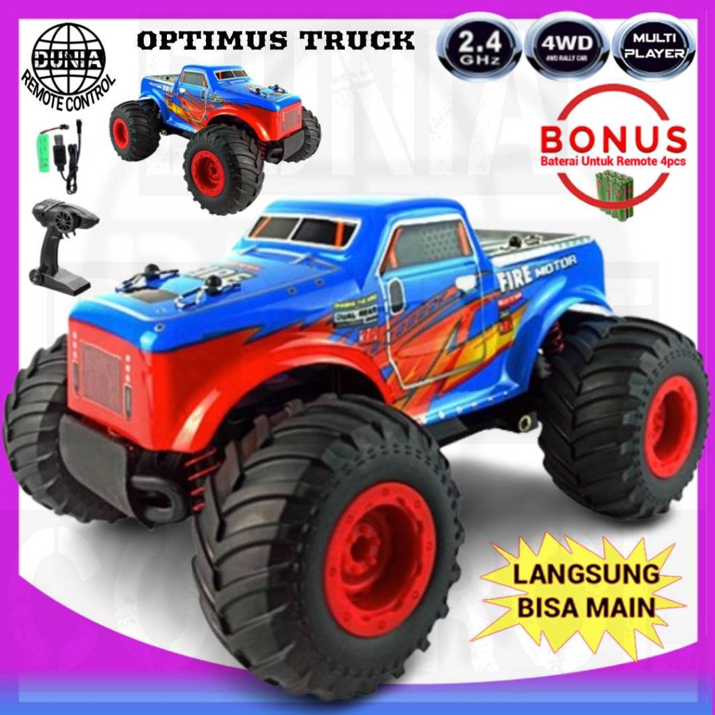 DUNIA REMOTE CONTROL - RC OPTIMUS TRUCK OFFROAD 4WD 4X4 BUGGY MOBIL MAINAN ANAK REMOT KONTROL BONUS