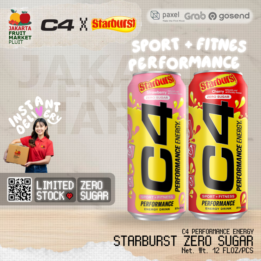 

C4 X STARBURST zero sugar sport + fitness performance energy drink minuman import viral