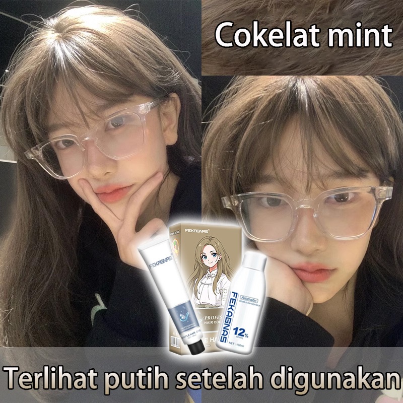 【Cocok untuk kulit kuning kehitaman】 cat rambut Warna ketan mint*200ml Tidak diperlukan pemutihan,Ki