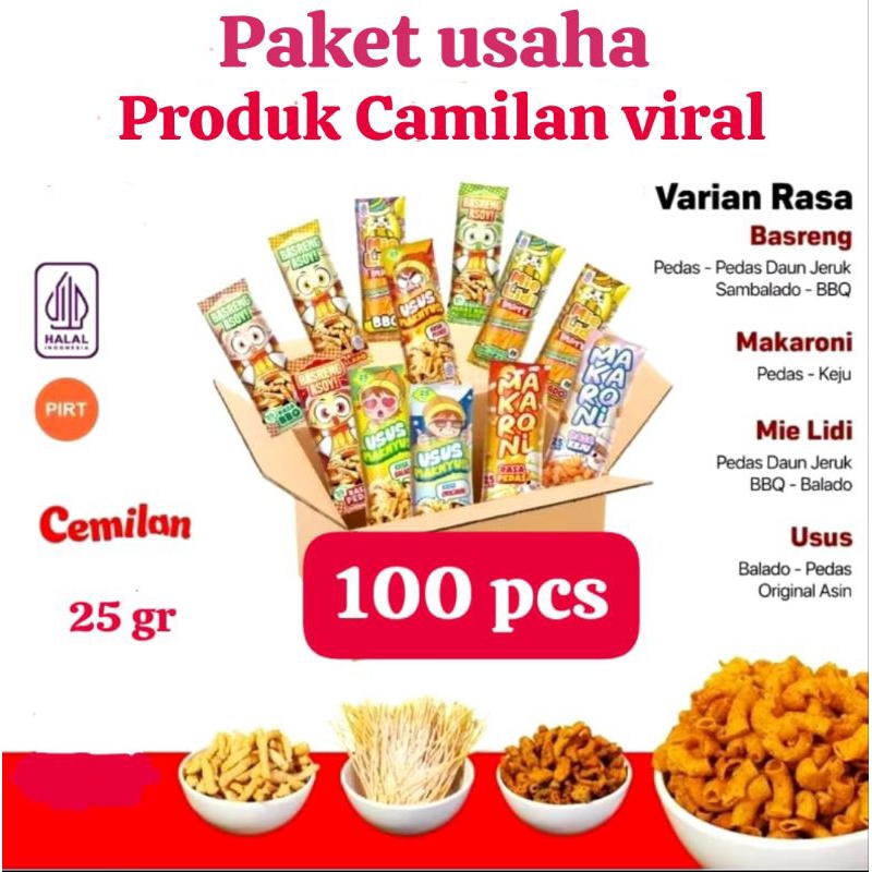 

Paket 100 pcs Cemilan Viral mini 25 gr