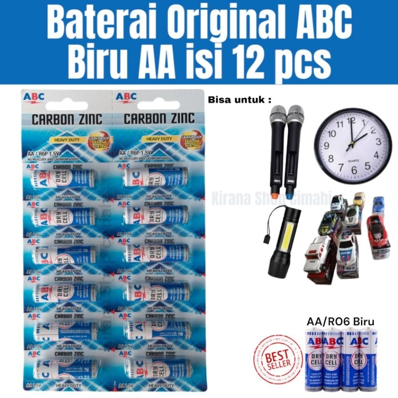 BATERAI AA / A2 ABC BIRU ISI 12 PCS ORIGINAL (AA12)