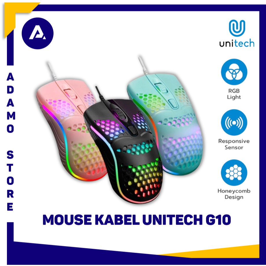 Mouse Gaming Unitech Kabel Unitech G10 Honeycomb 7 LED RGB 7200 DPI