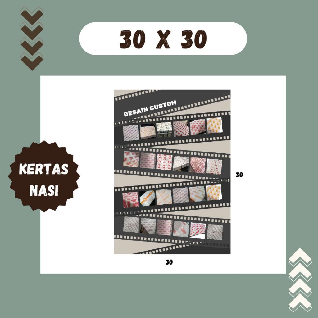 Bungkus Nasi 30x30 Isi 500 Desain Custom Printing Kertas laminasi Putih Foodgrade Desain Nasi Padang
