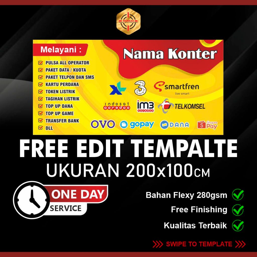[ 200x100 ] Banner Konter / Spanduk Konter Pulsa / Banner Warung Pulsa