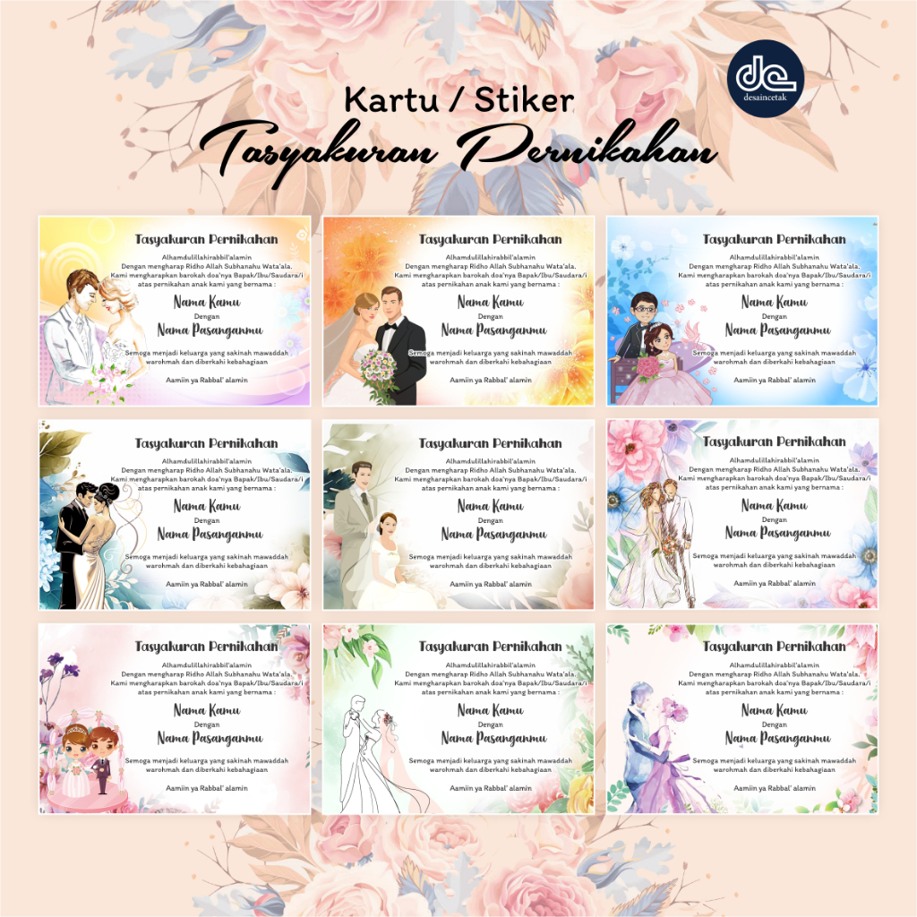 Stiker / kartu Tasyakuran Pernikahan - Syukuran pernikahan - Stiker pernikahan