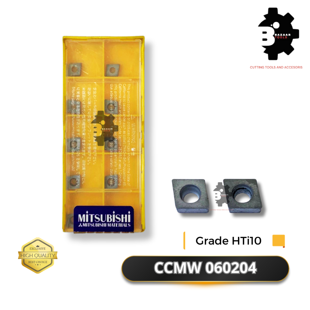 Insert CCMW 060204 / Grade HTi10 - Merk Mitsubishi - Insert Pahat Bubut - Pisau Pahat - Baru - Origi