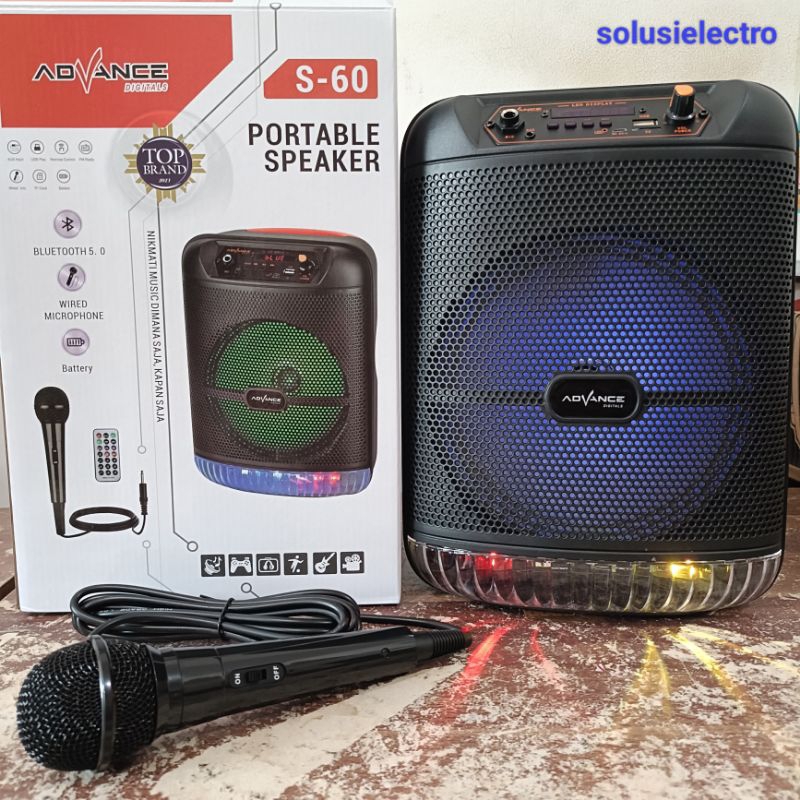 Speaker Advance S60 Speaker Portabel Speaker Ukuran 8 Inch