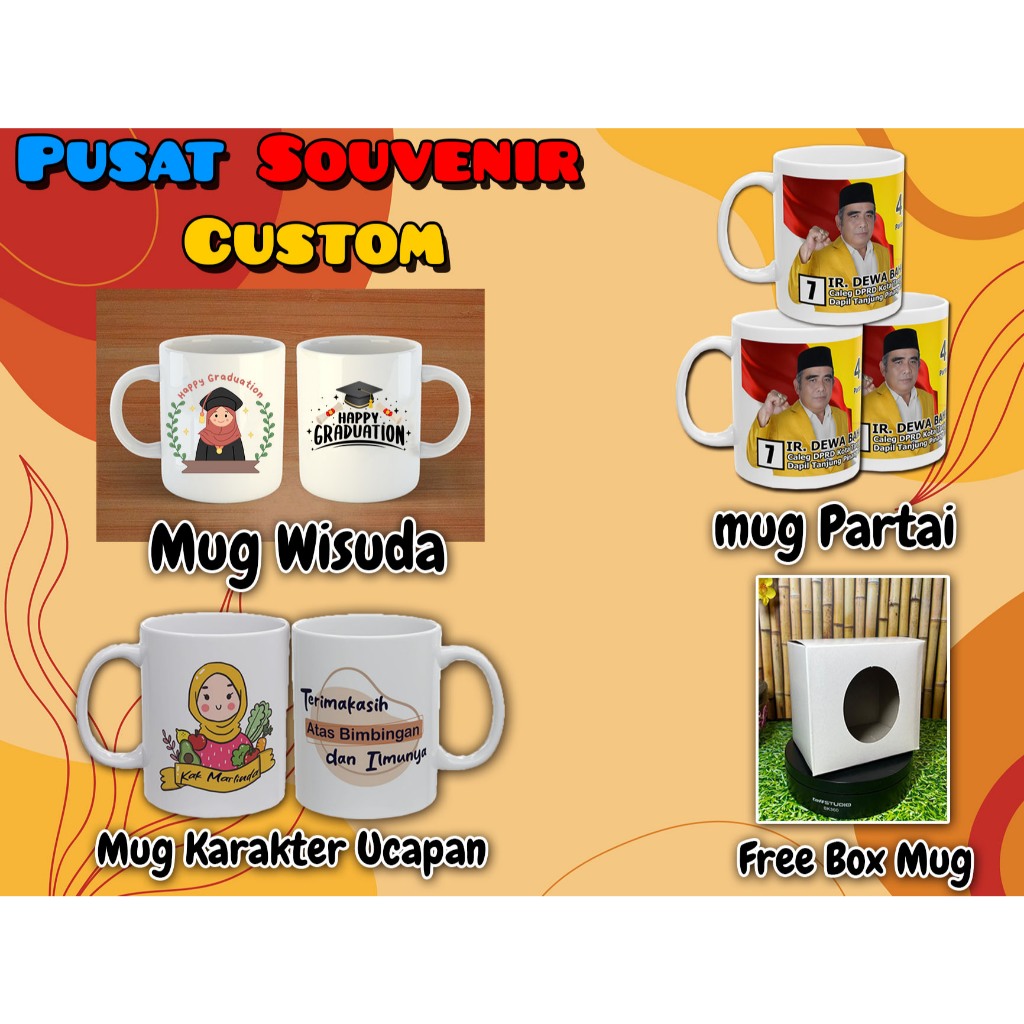 MEGA DISKON, MUG CUSTOM + /Souvenir Mug Custom Birthday, mug partai, Bisa Custom Tulisan & Gambar