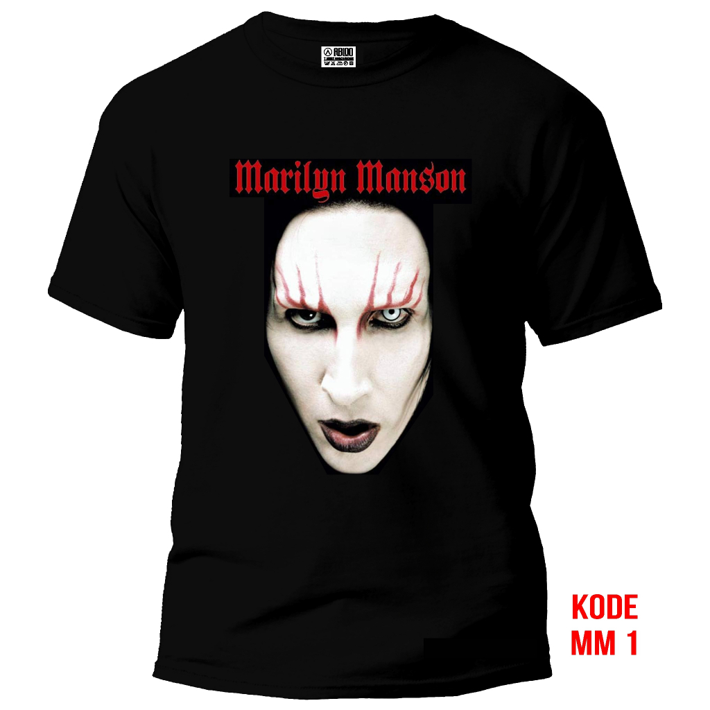 kaos musik Marilyn Manson T-shirt pria wanita bahan 24s original