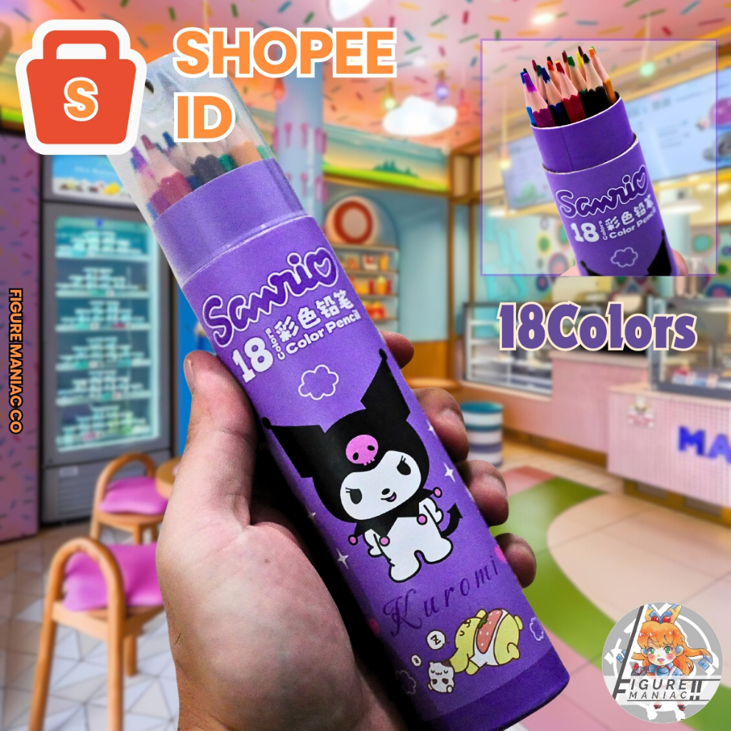 

[FM] - Pensil Warna / Coloring Pencil Tabung Sanrio Edition 18 Warna + Sharpener