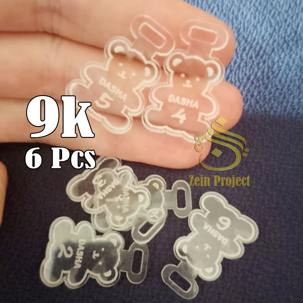 

Rp.9000 PER 6PCS. CUSTOM AKRILIK KARAKTER TAG LABEL CUSTOM NAMA.