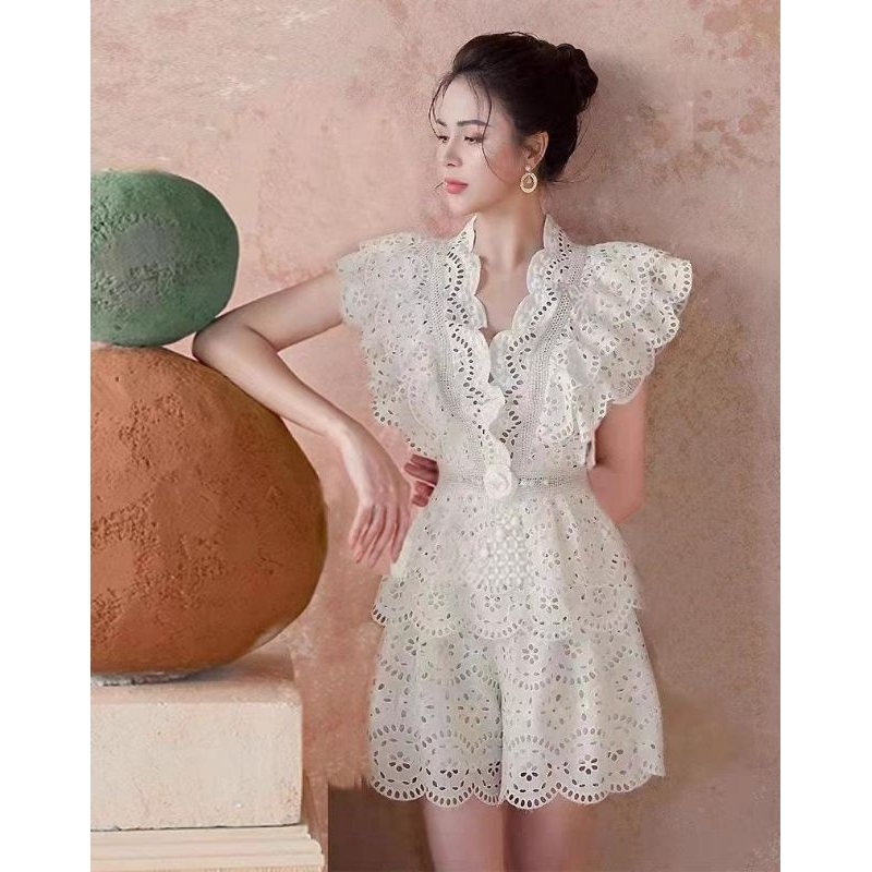 set top short skirt lace brukat brokat brocade bruchat vintage simple korean paris parisian europe e