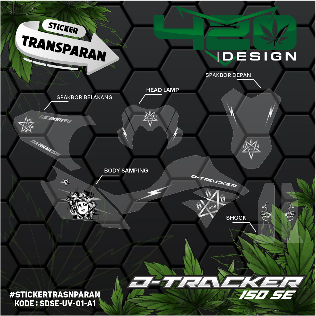 Striping Transparan Kawasaki DTracker 150 SE 2021 Motif Medusa - Bisa Custom - SDSE-UV