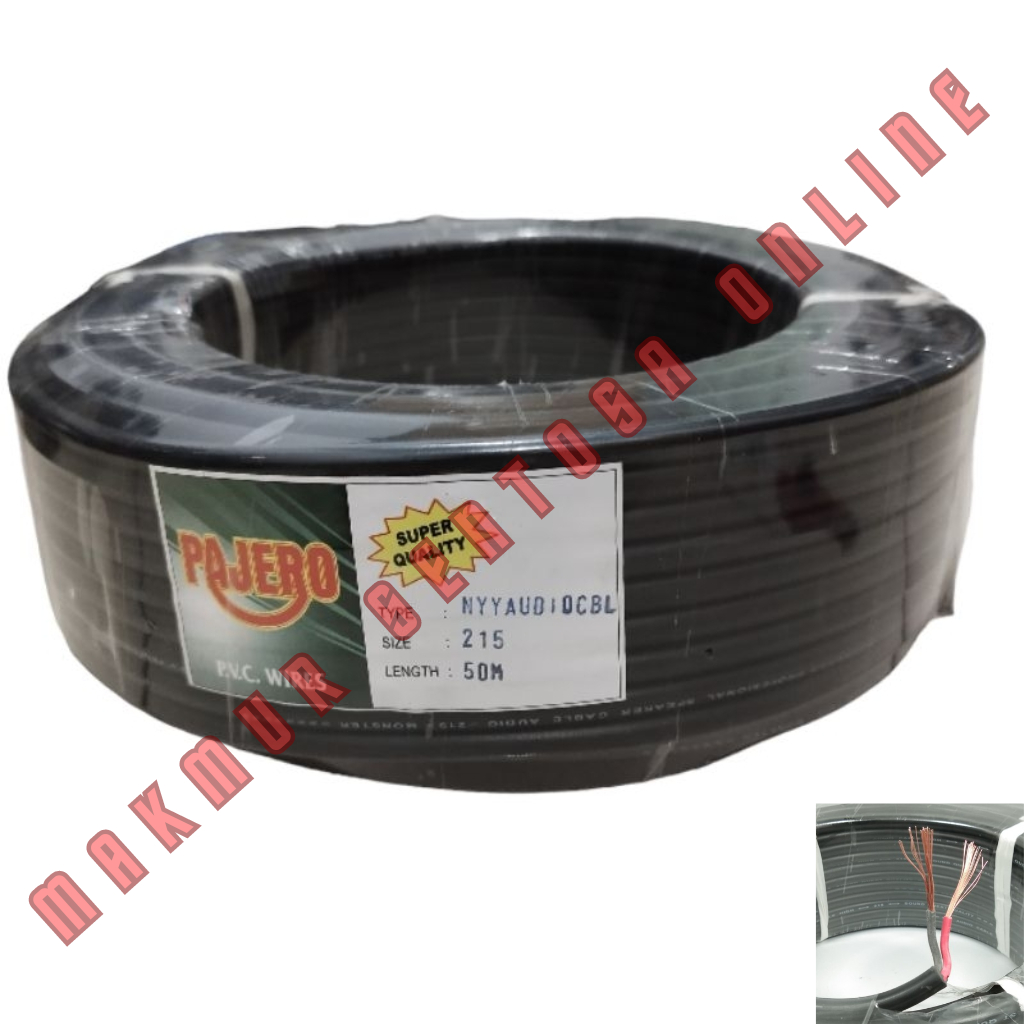 KABEL LISTRIK SERABUT 2x1.5 HITAM Kabel Listrik HYO 2x1,5 pajero / Kabel Listrik AUDIO