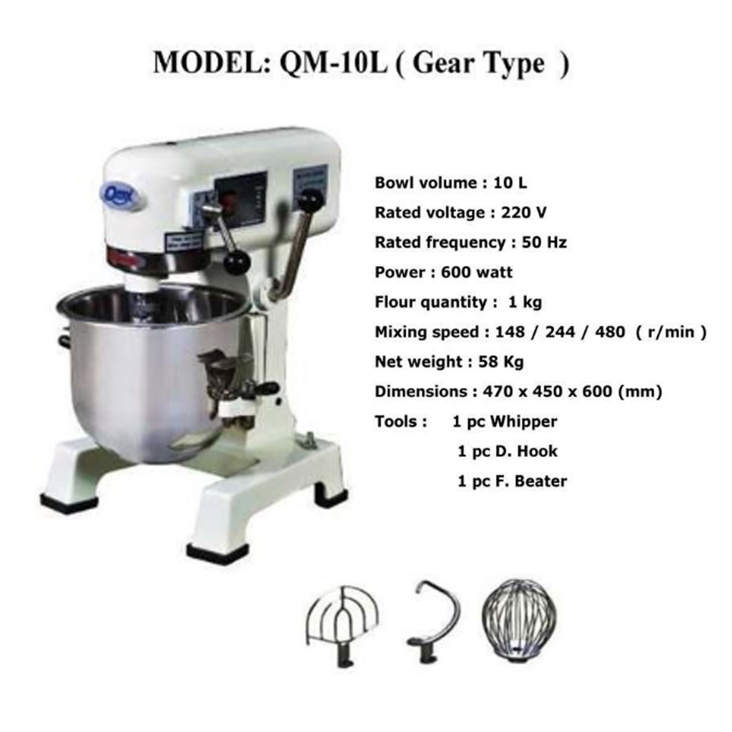 QMAX QM-10LPLANETARY MIXER MIXER ROTI MESIN MIXER KUE 10L