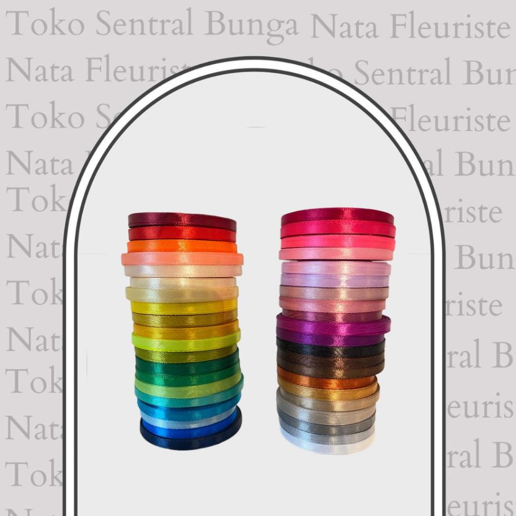 PITA SATIN 1/4" / LEBAR 0,6 CM - 1 METER (ECERAN) - PITA KAIN / PITA BUKET / SILK RIBBON