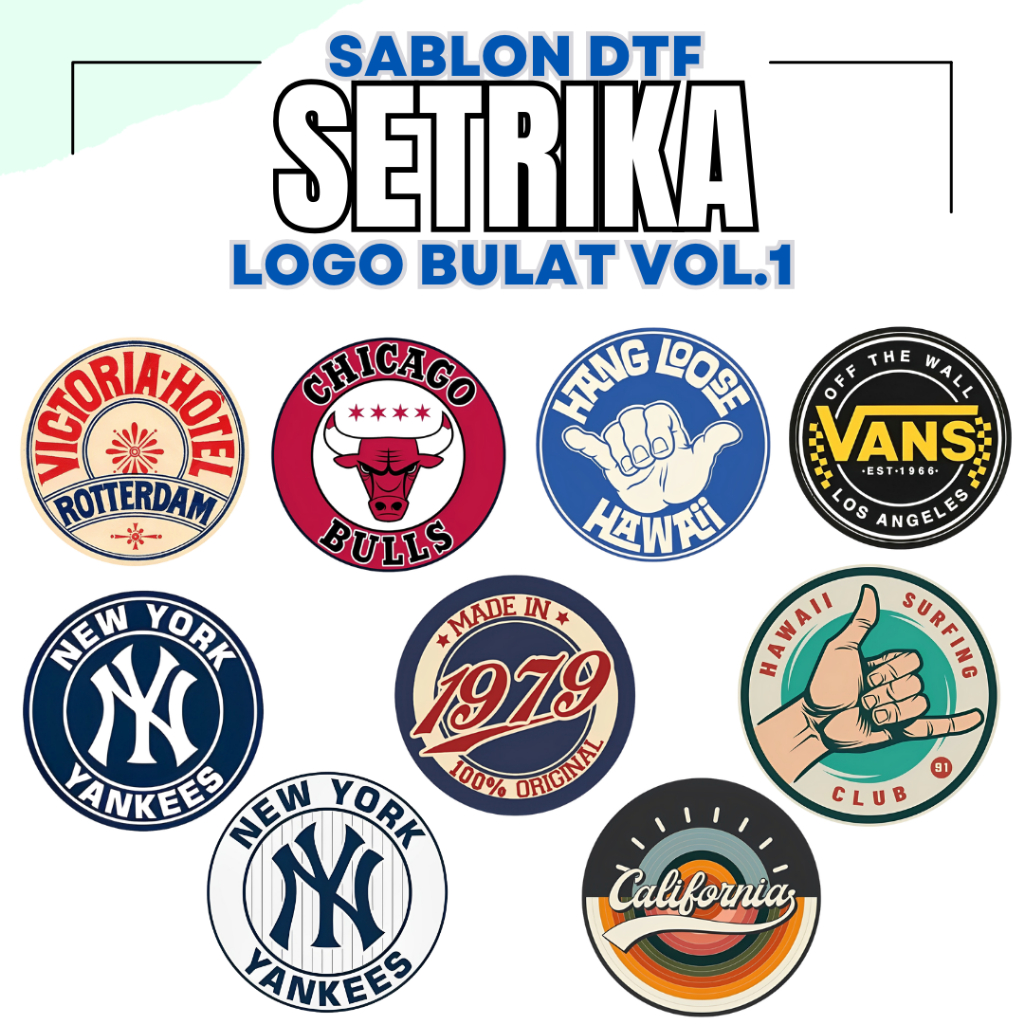 

Sablon Setrika DTF Printing sticker custom Tema Logo Ukuran 10Cm (Sticker Only)