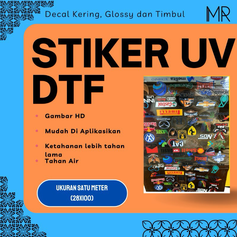 

Stiker UV DTF 1 meter (28cm x 100cm) - Decal kering gloss transparan