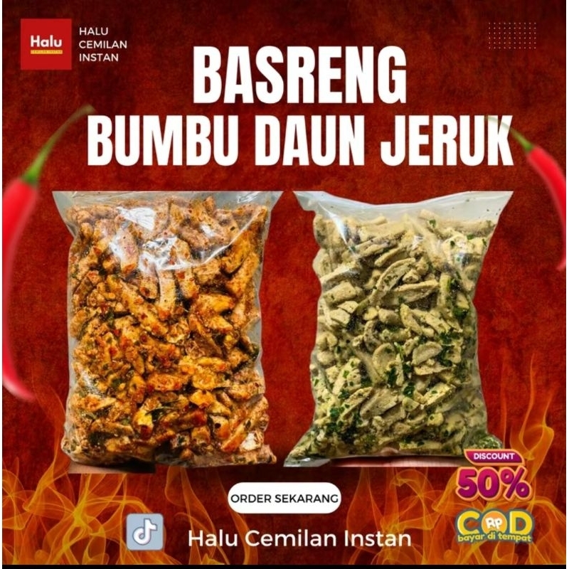 

paket hemat basreng pedas daun jeruk isi 1kg / crown Snack.id