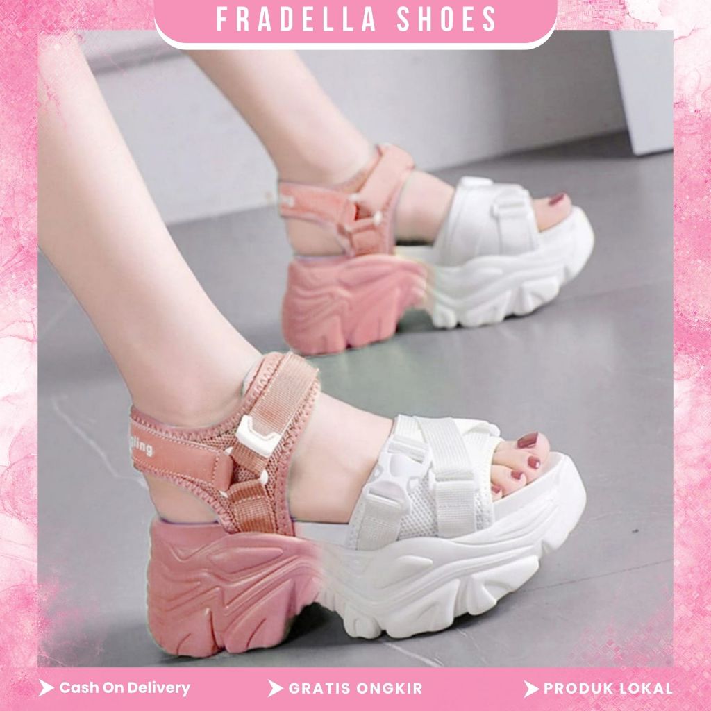 FRADELLA21- Sendal Gunung Wedges Wanita Tinggi 5CM New Arrivals- AP 10